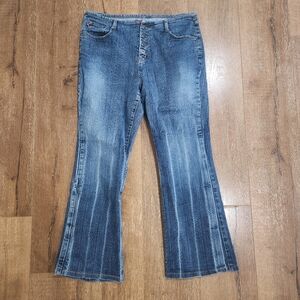 Vtg Y2k Zana Di Button Fly Bootcut Flare Jeans Sz 16 Grunge Punk Rock Festival